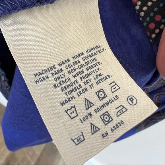 Lands’ End Kids Paisley Short Sleeve Dress Girls Size 10 Bright Blue Purple - Picture 6 of 8